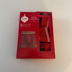 Merry Moments Boxer Briefs Mens Medium 3 Pack Navy Red